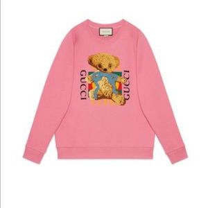 GUCCI oversized pink 3D classic logo teddy bear sweatshirt